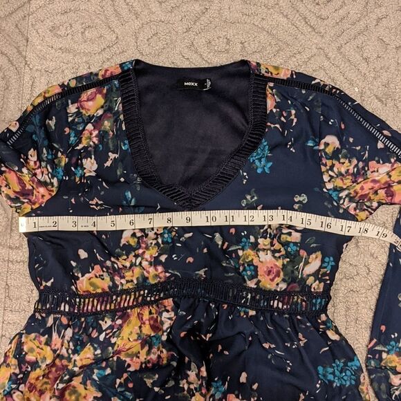 Mexx Blue floral boho dress size 2 @Y - Picture 11 of 12